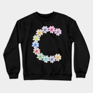 Letter C, flower, cosmos flowers, floral, nature Crewneck Sweatshirt